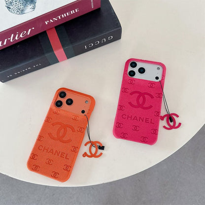 Chanel Embossed CC Leather-Style iPhone Case with Logo Charm – iPhone 13 to 17 Pro Max