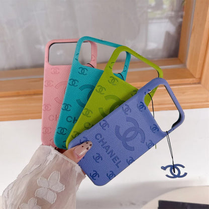 Chanel Embossed CC Leather-Style iPhone Case with Logo Charm – iPhone 13 to 17 Pro Max