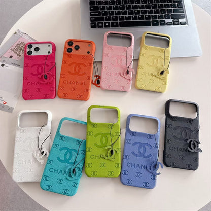 Chanel Embossed CC Leather-Style iPhone Case with Logo Charm – iPhone 13 to 17 Pro Max