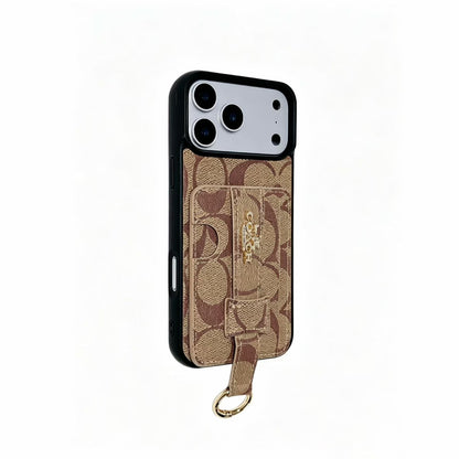 Coach Signature Wallet iPhone Case with Card Holder & Ring Grip – iPhone 13 to 17 Pro Max