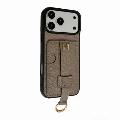 Hermès Leather-Style Wallet iPhone Case with Card Holder & Ring Grip – iPhone 13 to 17 Pro Max