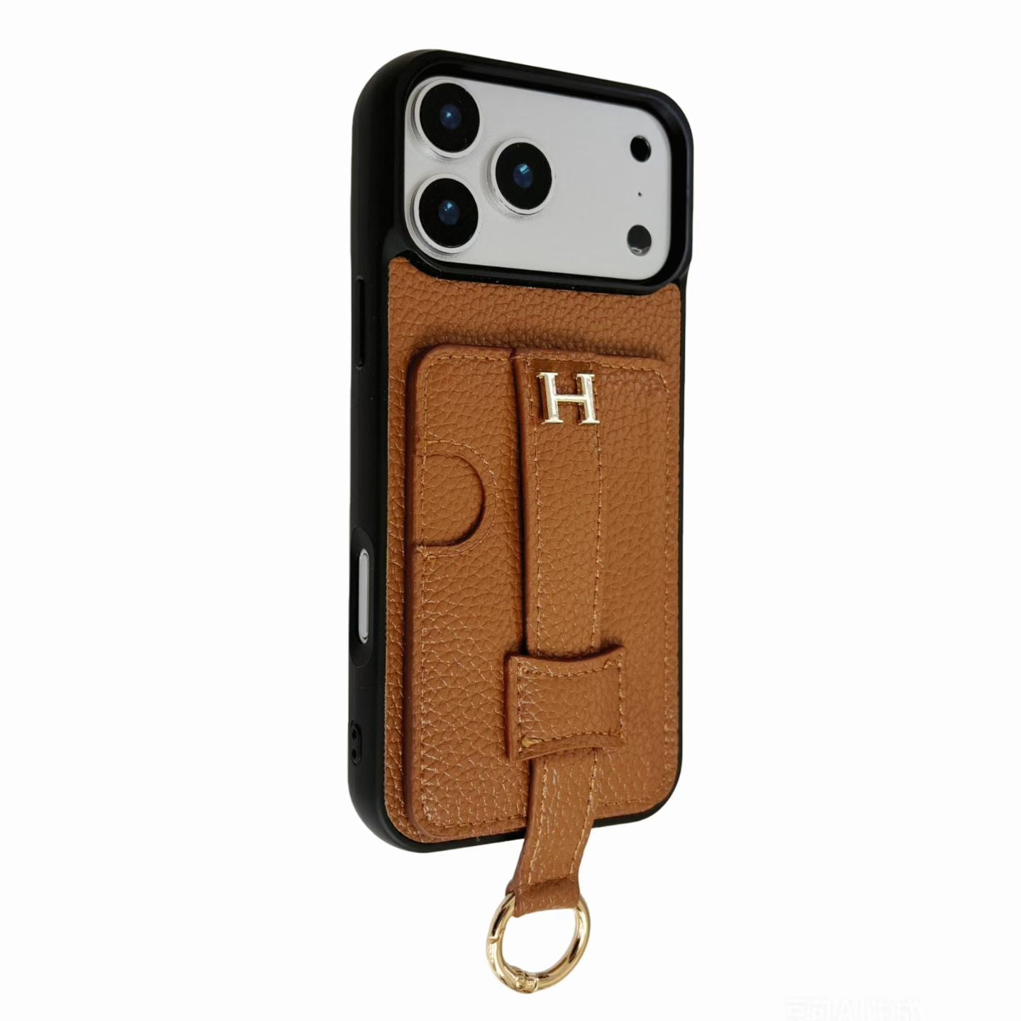 Hermès Leather-Style Wallet iPhone Case with Card Holder & Ring Grip – iPhone 13 to 17 Pro Max
