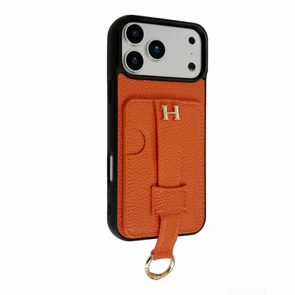 Hermès Leather-Style Wallet iPhone Case with Card Holder & Ring Grip – iPhone 13 to 17 Pro Max