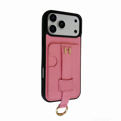 Hermès Leather-Style Wallet iPhone Case with Card Holder & Ring Grip – iPhone 13 to 17 Pro Max