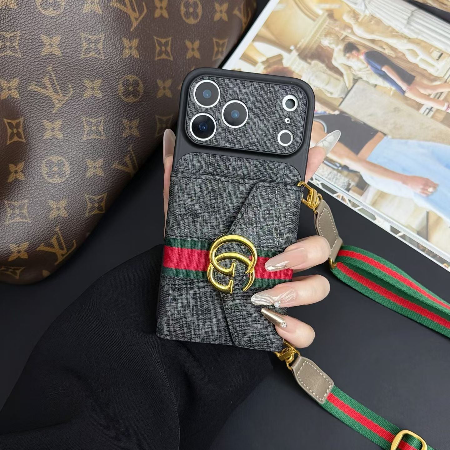 Gucci GG Crossbody Wallet iPhone Case with Card Slots – iPhone 13 to 17 Pro Max