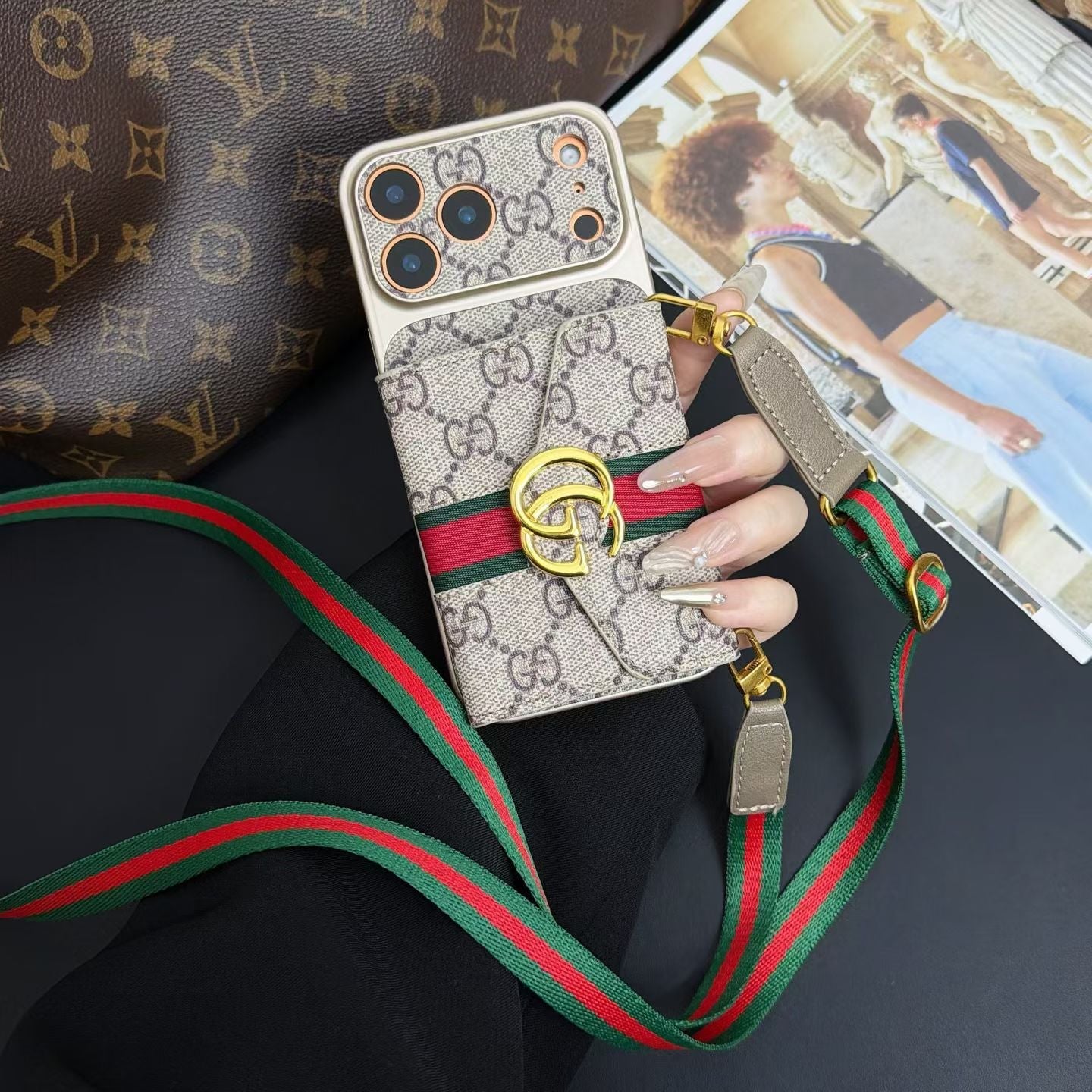Gucci GG Crossbody Wallet iPhone Case with Card Slots – iPhone 13 to 17 Pro Max
