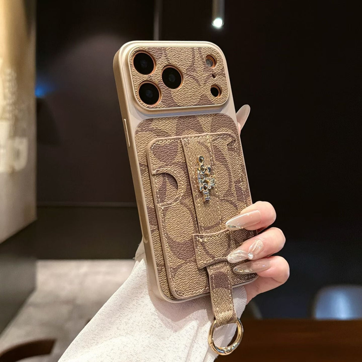 Coach Signature Wallet iPhone Case with Card Holder & Ring Grip – iPhone 13 to 18 Pro Max