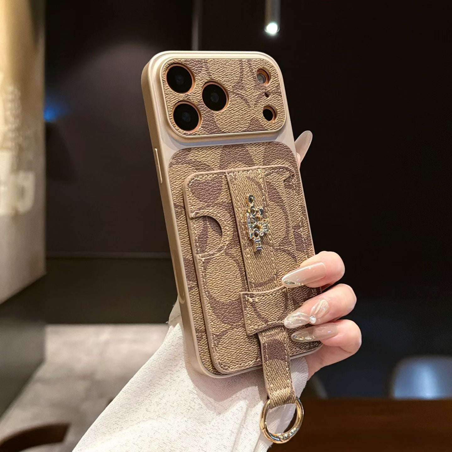 Coach Signature Wallet iPhone Case with Card Holder & Ring Grip – iPhone 13 to 17 Pro Max