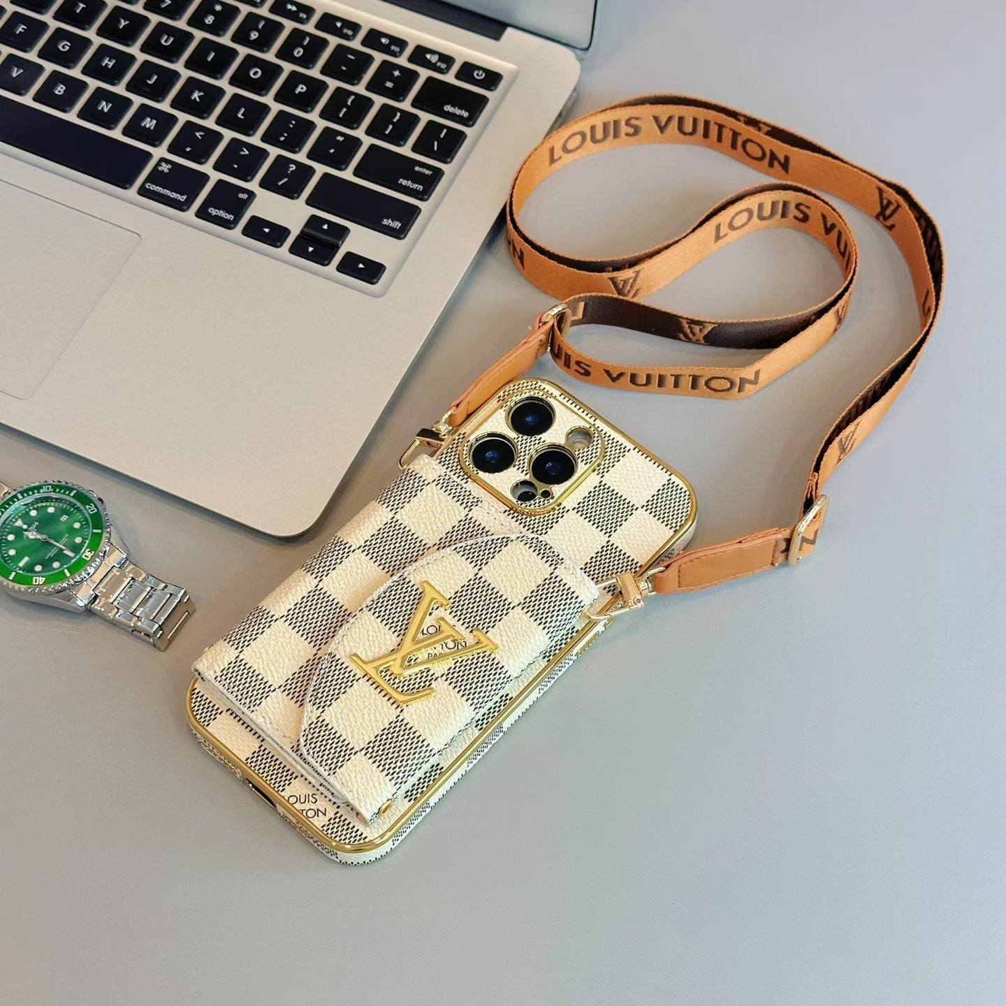 Louis Vuitton & Gucci Crossbody Wallet Case for iPhone 13 to 17 Pro Max