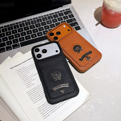 Chrome Hearts Leather Card Holder iPhone Case with Card Holder – iPhone 13 to 17 Pro Max