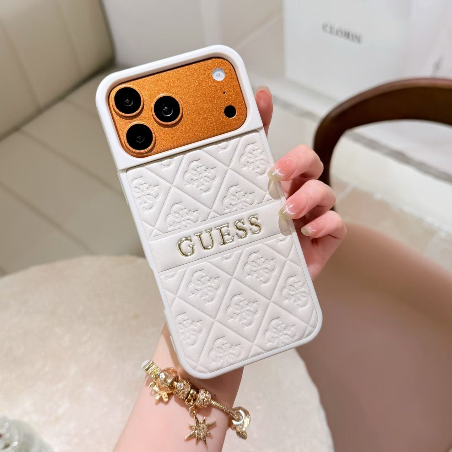 GUESS Quilted Monogram iPhone Case with Raised Camera Guard – iPhone 13 to 17 Pro Max