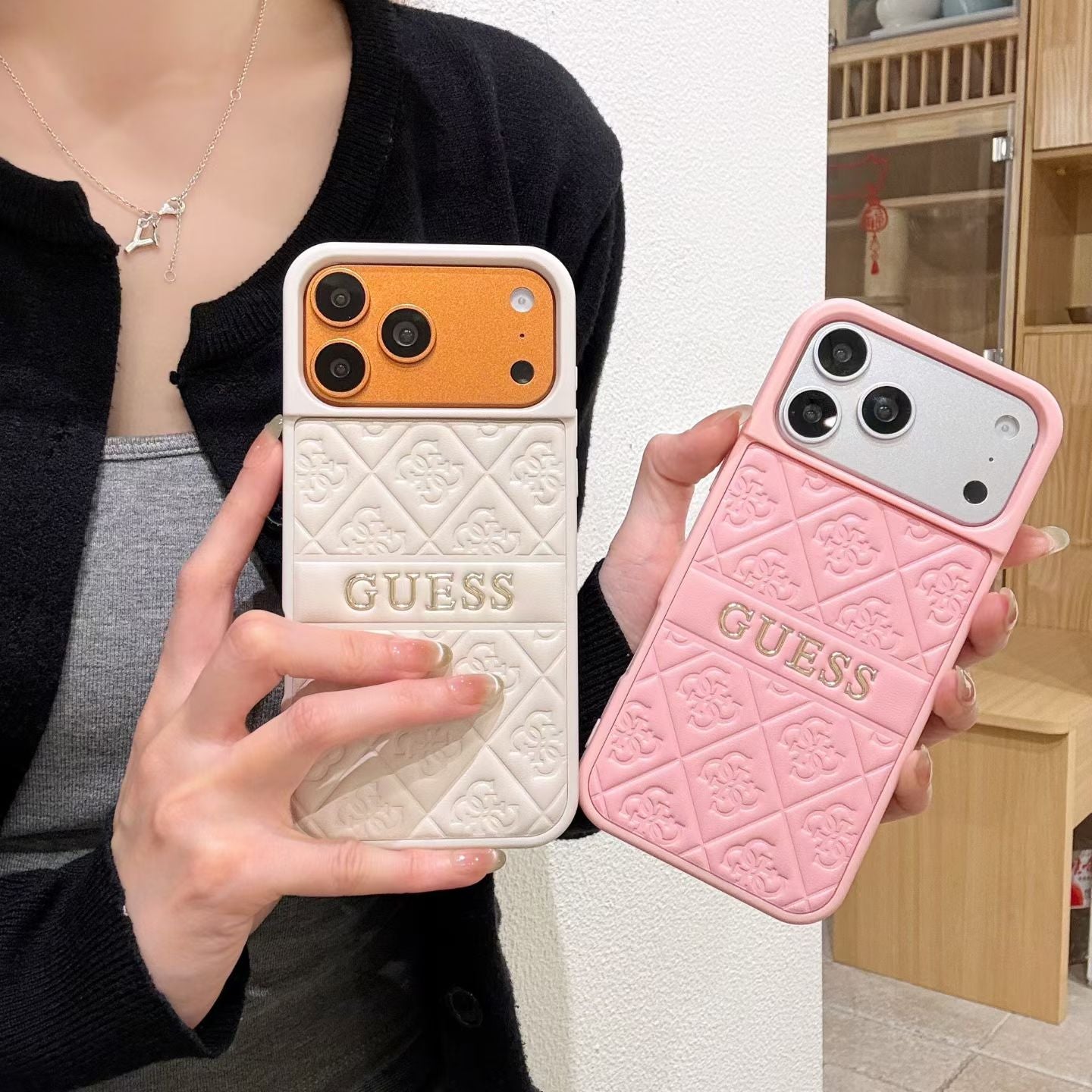 GUESS Quilted Monogram iPhone Case with Raised Camera Guard – iPhone 13 to 17 Pro Max