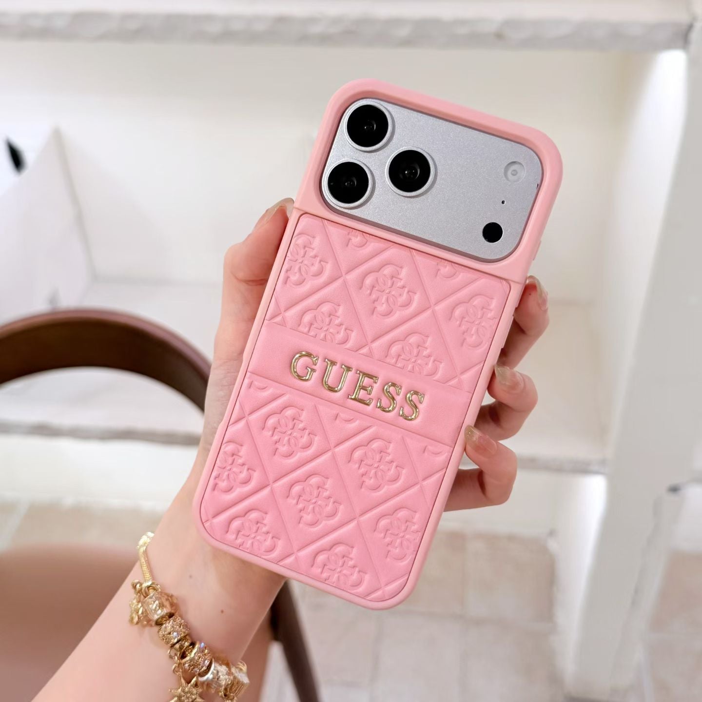 GUESS Quilted Monogram iPhone Case with Raised Camera Guard – iPhone 13 to 17 Pro Max