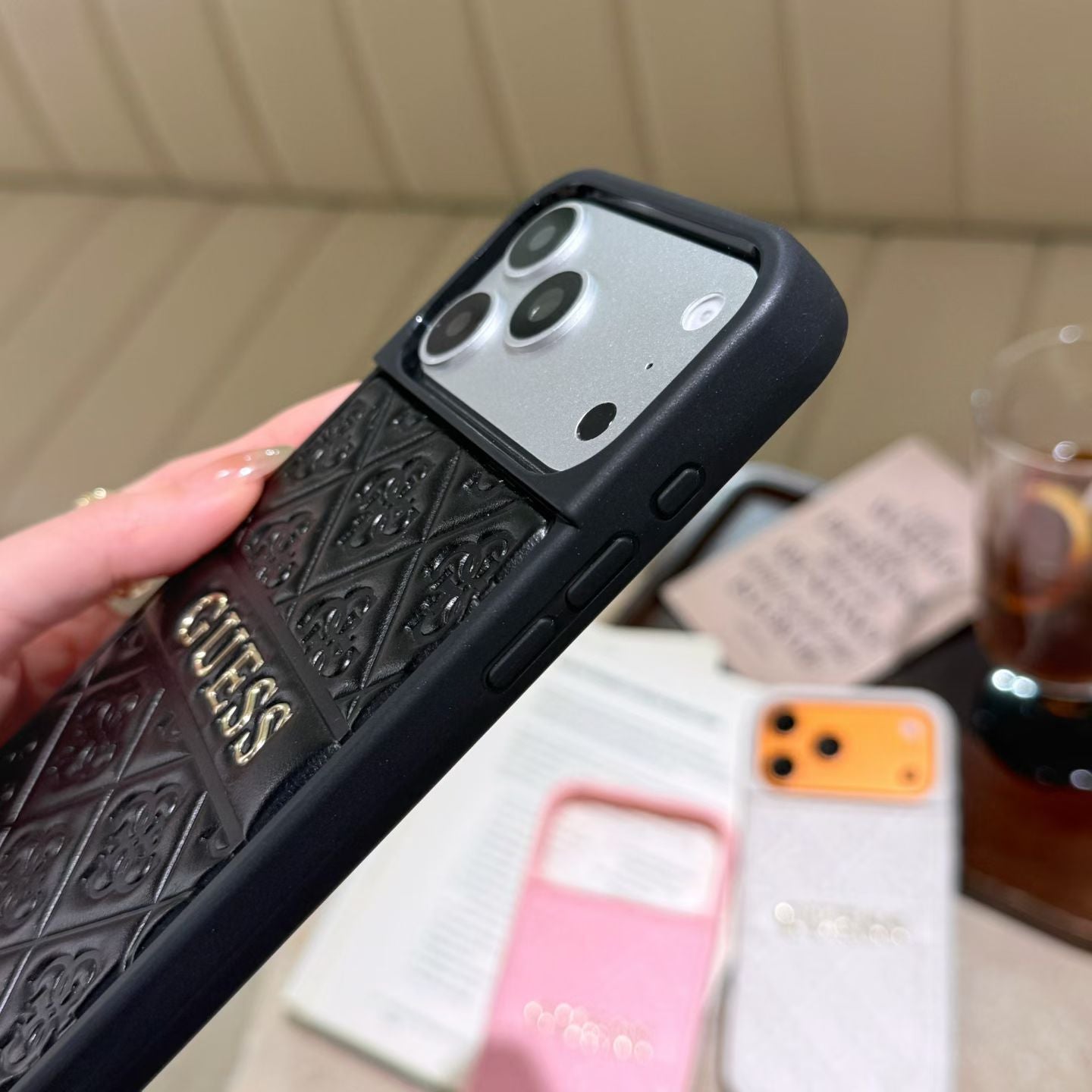 GUESS Quilted Monogram iPhone Case with Raised Camera Guard – iPhone 13 to 17 Pro Max