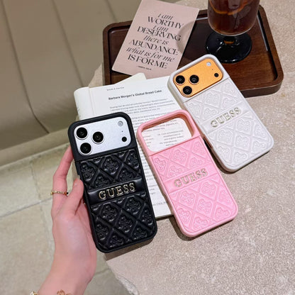 GUESS Quilted Monogram iPhone Case with Raised Camera Guard – iPhone 13 to 17 Pro Max