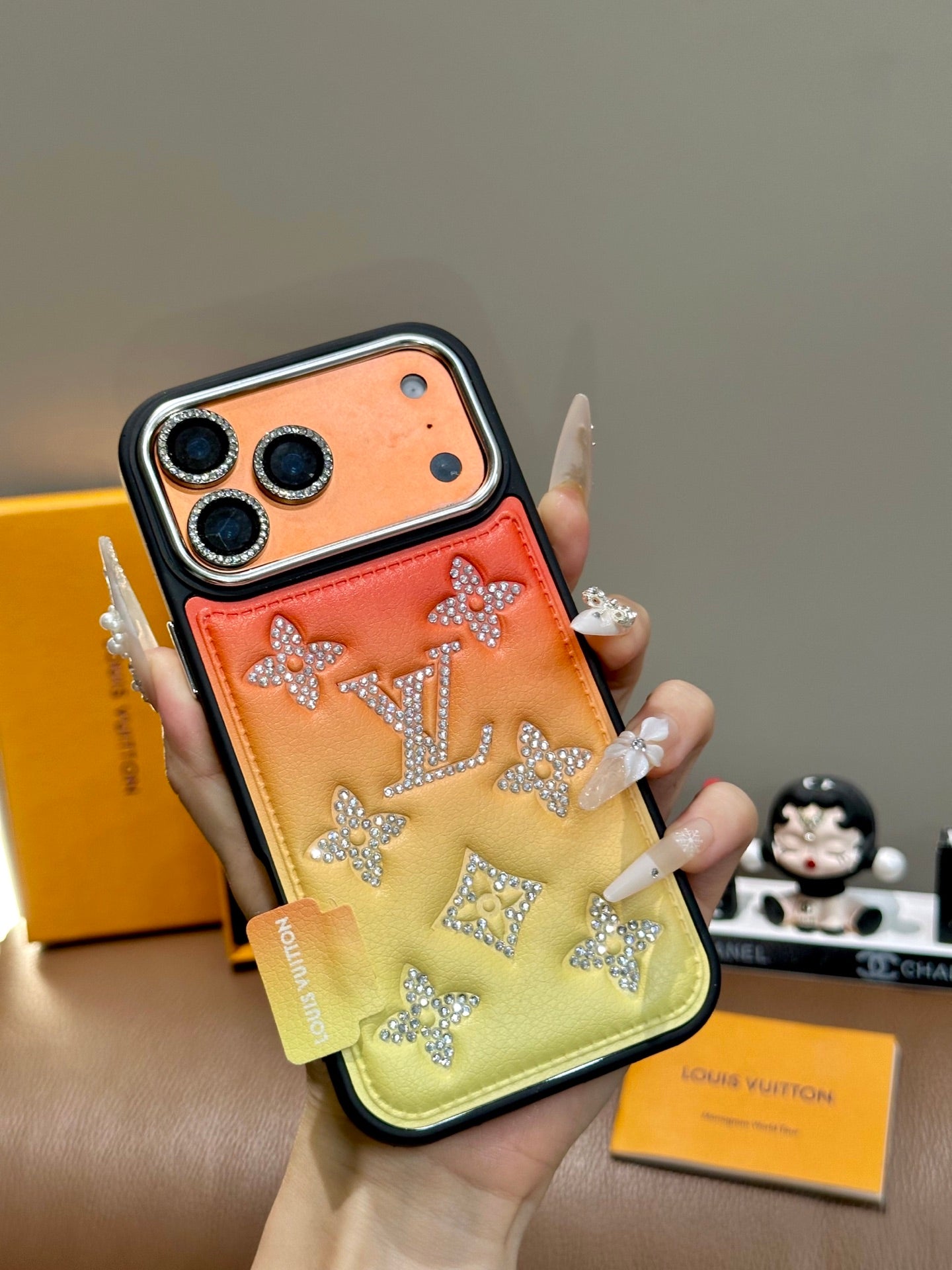 Louis Vuitton Crystal Monogram Gradient iPhone Case – iPhone 13 to 17 Pro Max