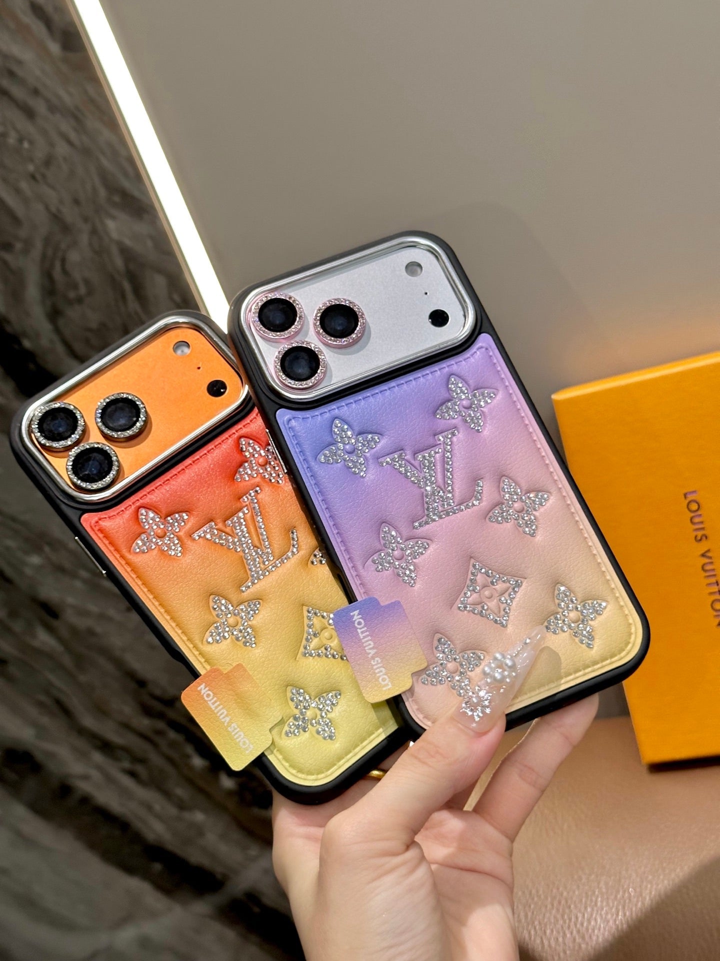 Louis Vuitton Crystal Monogram Gradient iPhone Case – iPhone 13 to 17 Pro Max