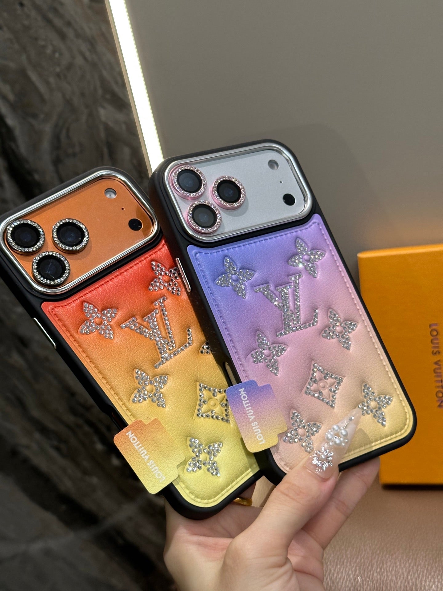 Louis Vuitton Crystal Monogram Gradient iPhone Case – iPhone 13 to 17 Pro Max