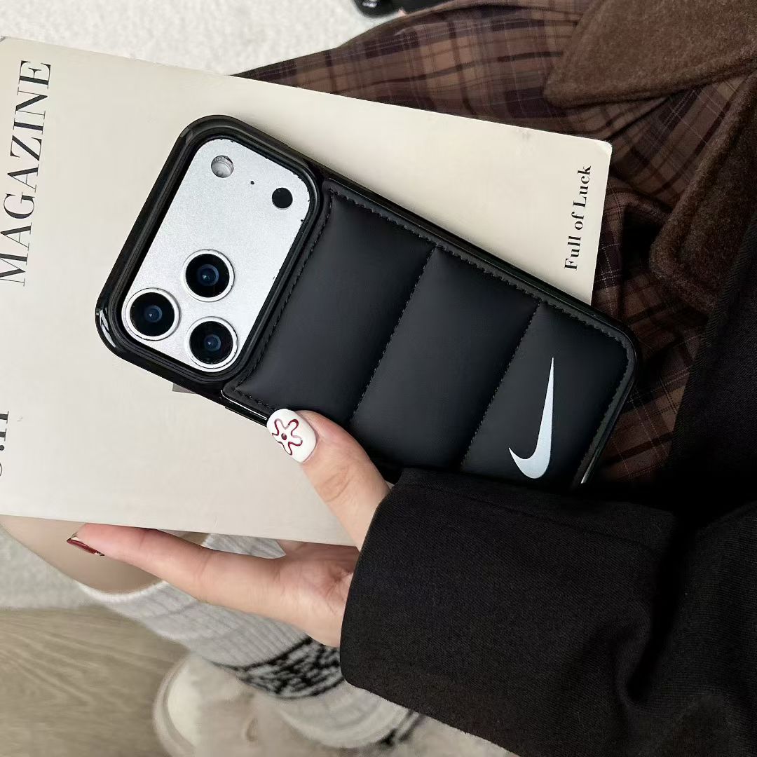 Nike Puffer Leather-Style iPhone Case with Camera Protection – iPhone 13 to 17 Pro Max