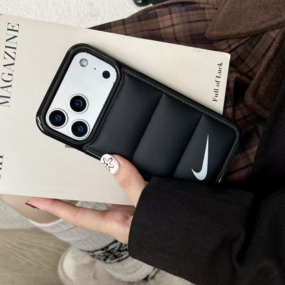 Nike Puffer Leather-Style iPhone Case with Camera Protection – iPhone 13 to 17 Pro Max