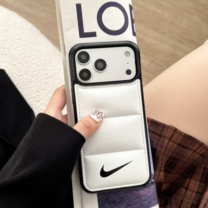 Nike Puffer Leather-Style iPhone Case with Camera Protection – iPhone 13 to 17 Pro Max