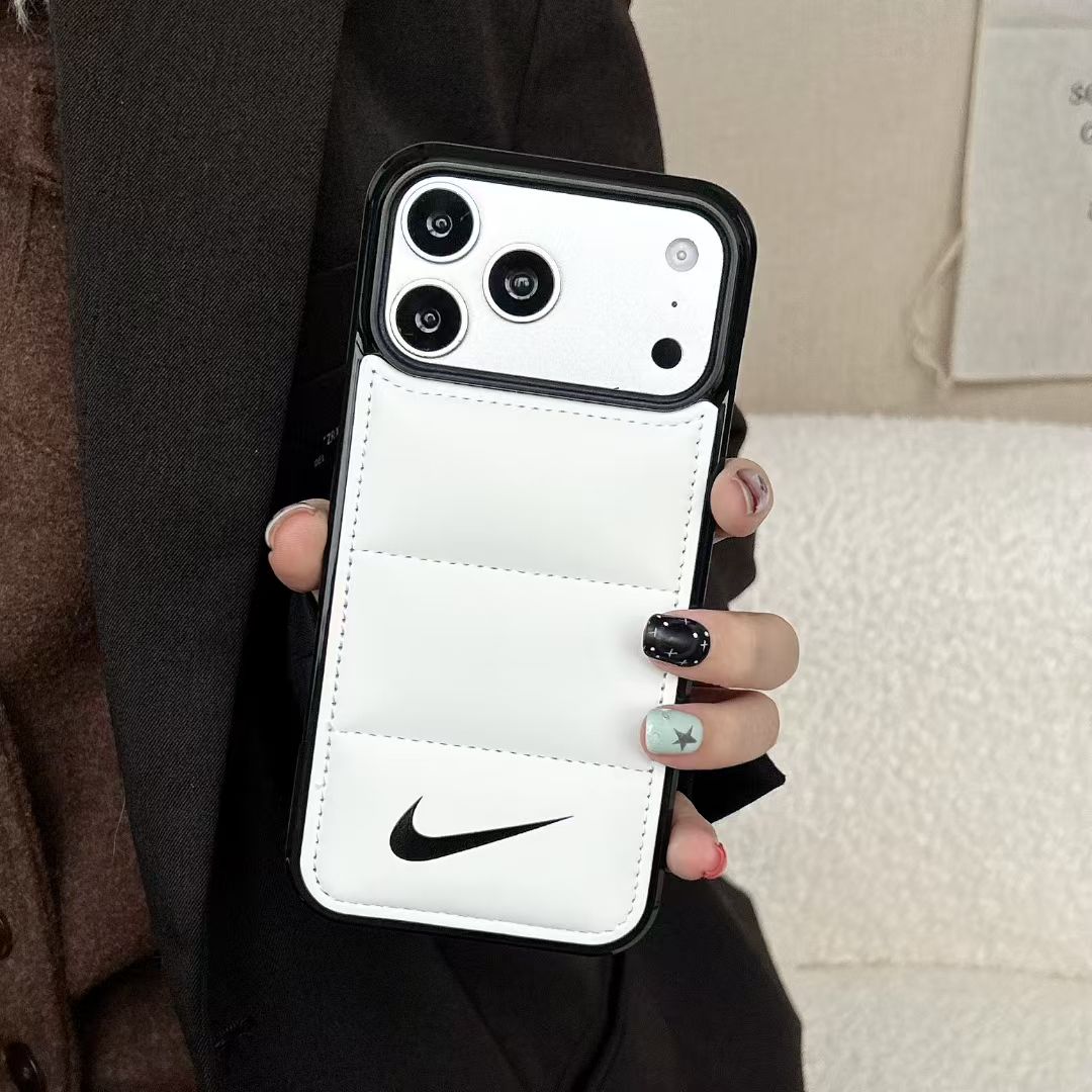 Nike Puffer Leather-Style iPhone Case with Camera Protection – iPhone 13 to 17 Pro Max