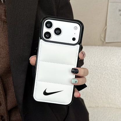 Nike Puffer Leather-Style iPhone Case with Camera Protection – iPhone 13 to 17 Pro Max