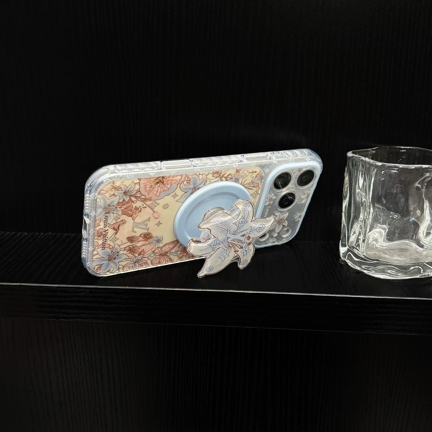 Louis Vuitton Floral MagSafe iPhone Case with Flower Grip Stand – iPhone 15 to 17 Pro Max