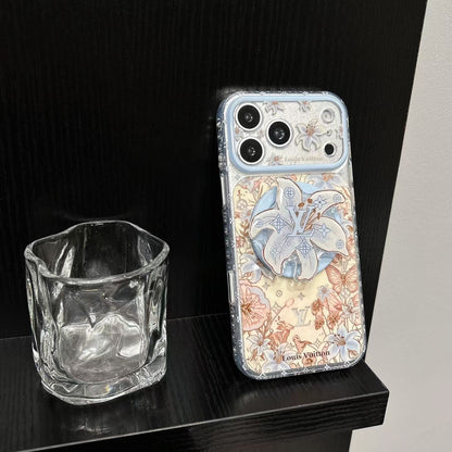 Louis Vuitton Floral MagSafe iPhone Case with Flower Grip Stand – iPhone 15 to 17 Pro Max
