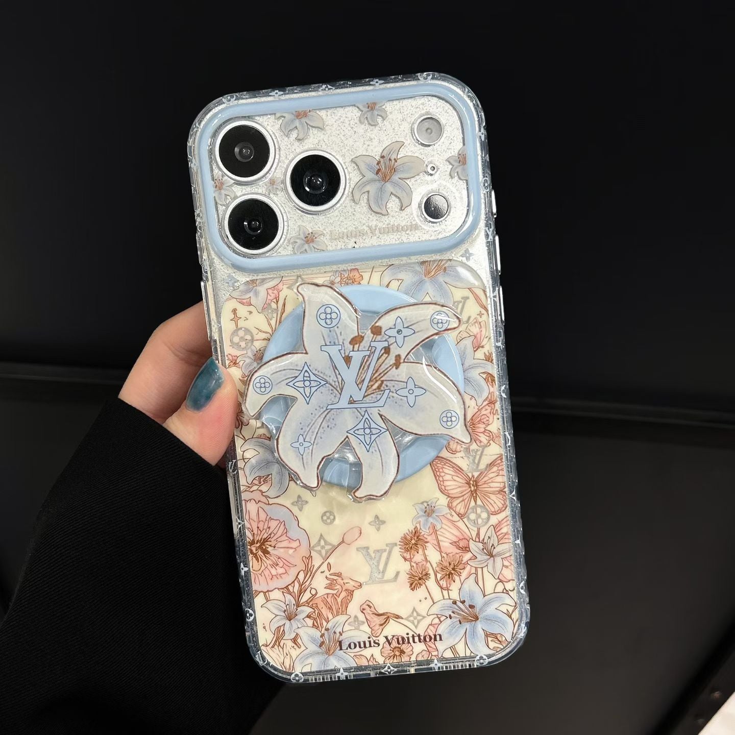 Louis Vuitton Floral MagSafe iPhone Case with Flower Grip Stand – iPhone 15 to 17 Pro Max