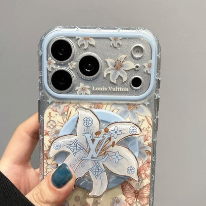 Louis Vuitton Floral MagSafe iPhone Case with Flower Grip Stand – iPhone 15 to 17 Pro Max