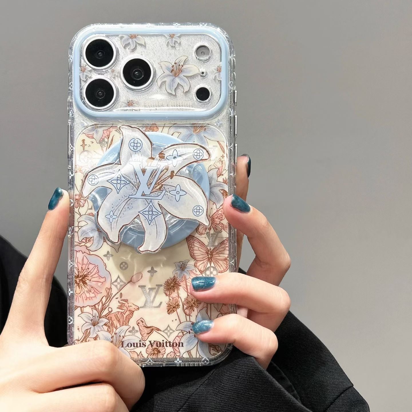Louis Vuitton Floral MagSafe iPhone Case with Flower Grip Stand – iPhone 15 to 17 Pro Max