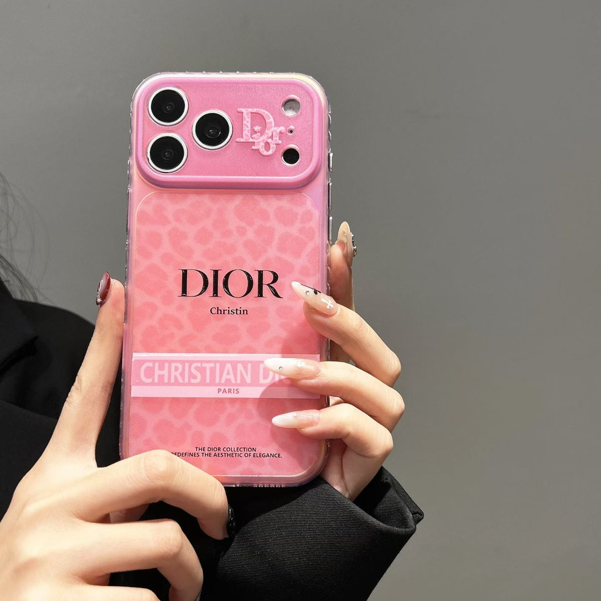 Dior Pink Leopard Print Clear iPhone Case – iPhone 15 to 18 Pro Max