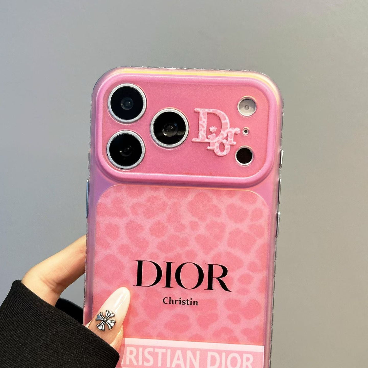 Dior Pink Leopard Print Clear iPhone Case – iPhone 15 to 18 Pro Max