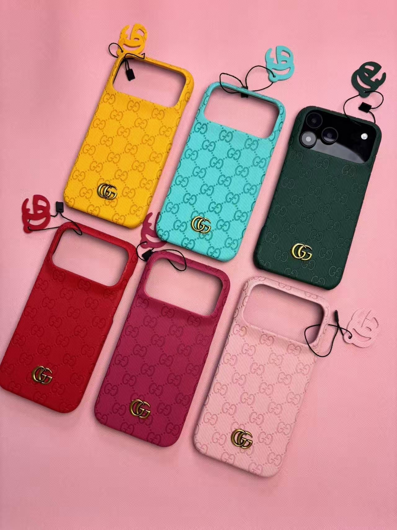Gucci Embossed GG Ribbed iPhone Case with Logo Charm – iPhone 13 to 17 Pro Max