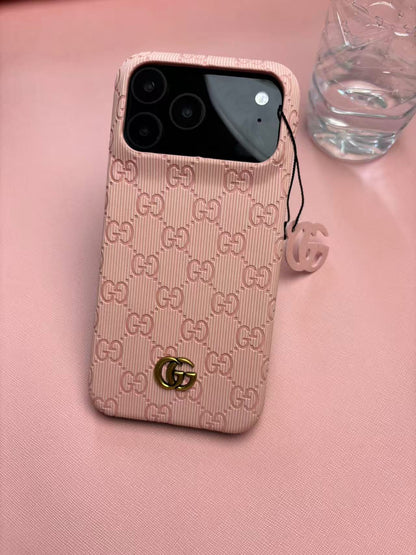 Gucci Embossed GG Ribbed iPhone Case with Logo Charm – iPhone 13 to 17 Pro Max