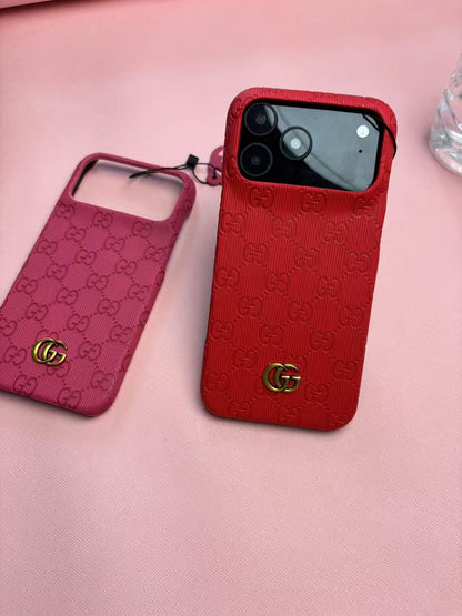 Gucci Embossed GG Ribbed iPhone Case with Logo Charm – iPhone 13 to 17 Pro Max