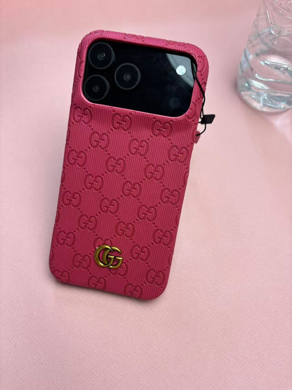 Gucci Embossed GG Ribbed iPhone Case with Logo Charm – iPhone 13 to 17 Pro Max