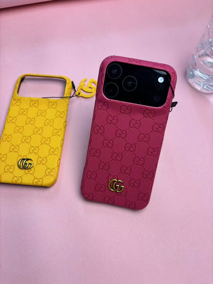 Gucci Embossed GG Ribbed iPhone Case with Logo Charm – iPhone 13 to 17 Pro Max