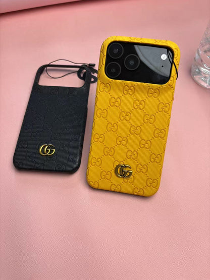 Gucci Embossed GG Ribbed iPhone Case with Logo Charm – iPhone 13 to 17 Pro Max