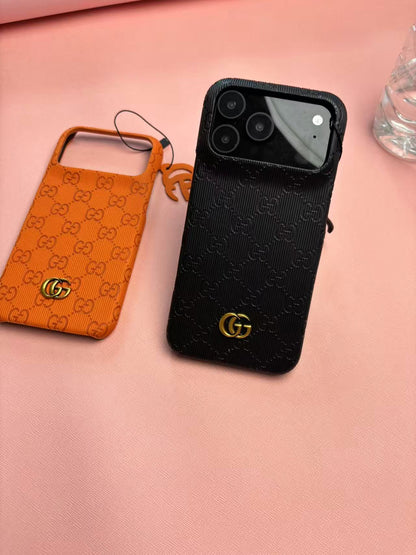 Gucci Embossed GG Ribbed iPhone Case with Logo Charm – iPhone 13 to 17 Pro Max