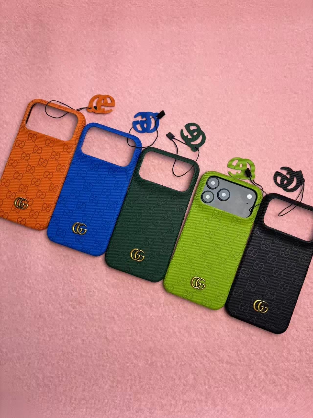 Gucci Embossed GG Ribbed iPhone Case with Logo Charm – iPhone 13 to 17 Pro Max