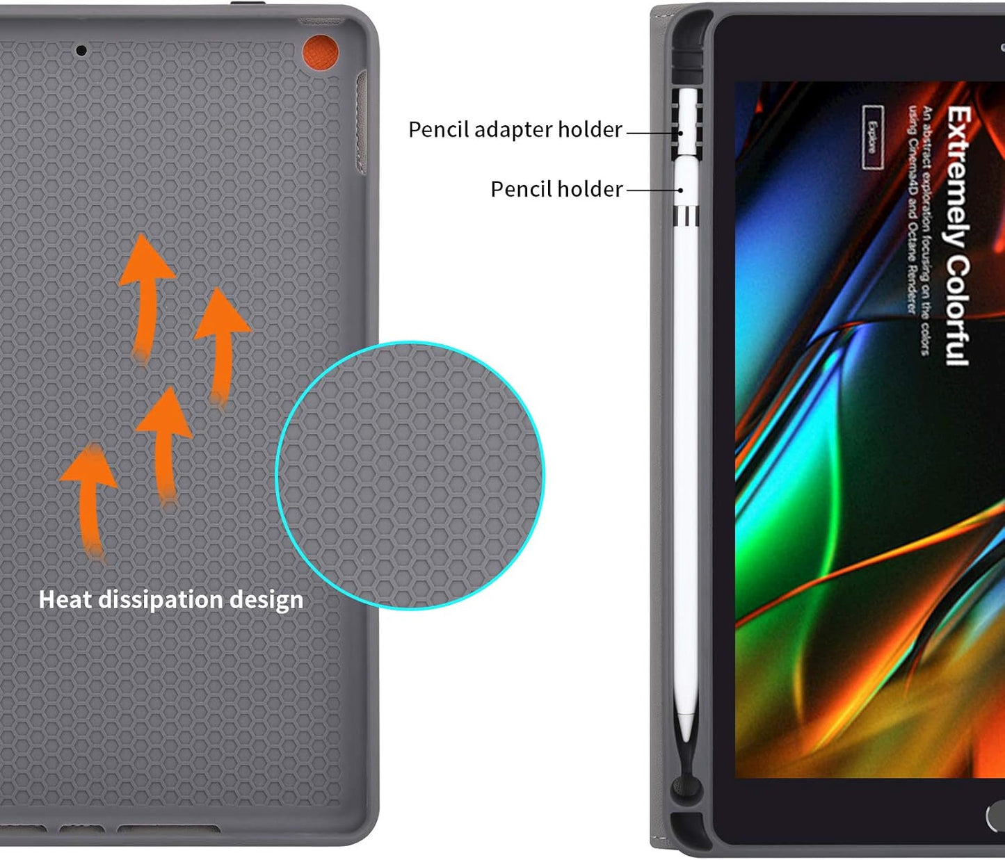 10.2" iPad Case for 7th, 8th & 9th Generation, Protective Folio Cover with Pencil Holder, Pocket & Auto Wake/Sleep, Dark Brown