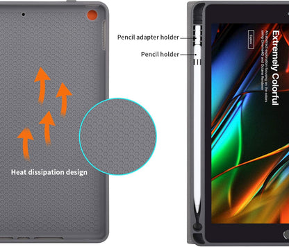10.2" iPad Case for 7th, 8th & 9th Generation, Protective Folio Cover with Pencil Holder, Pocket & Auto Wake/Sleep, Dark Brown