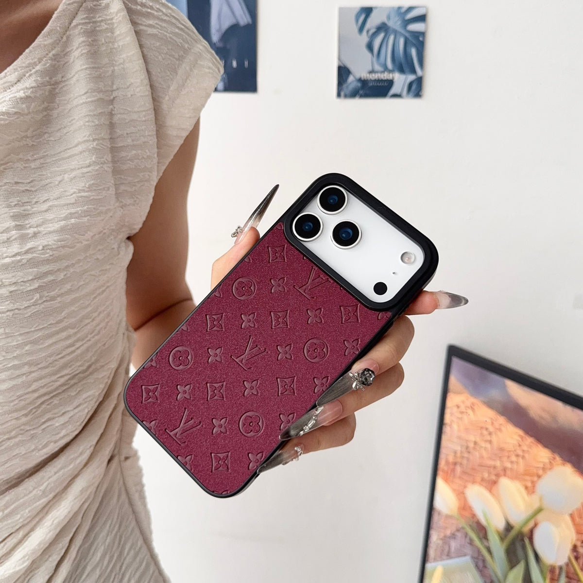 Louis Vuitton Embossed Monogram iPhone Case for iPhone 12 to 17 Pro Max