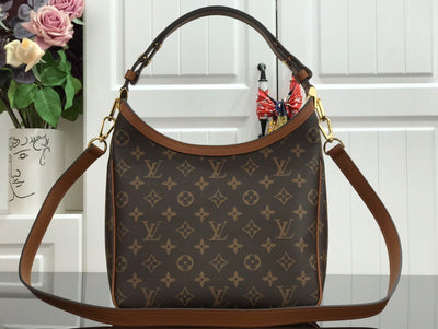 Real Leather LV Brown Monogram Handbag