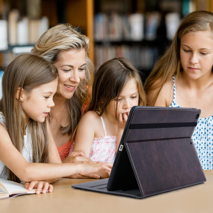 10.2" iPad Case for 7th, 8th & 9th Generation, Protective Folio Cover with Pencil Holder, Pocket & Auto Wake/Sleep, Dark Brown