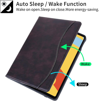 10.2" iPad Case for 7th, 8th & 9th Generation, Protective Folio Cover with Pencil Holder, Pocket & Auto Wake/Sleep, Dark Brown