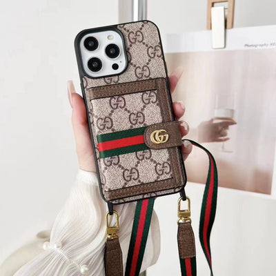 HE Gucci Gucci iPhone 15 Case with Wrist Strap