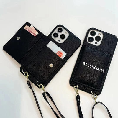 HypedEffect Balenciaga Black Leather iPhone Cover - Back Pocket